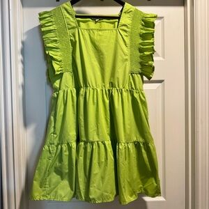 Entro Lime Green Ruffled Tiered Mini Dress Size Large